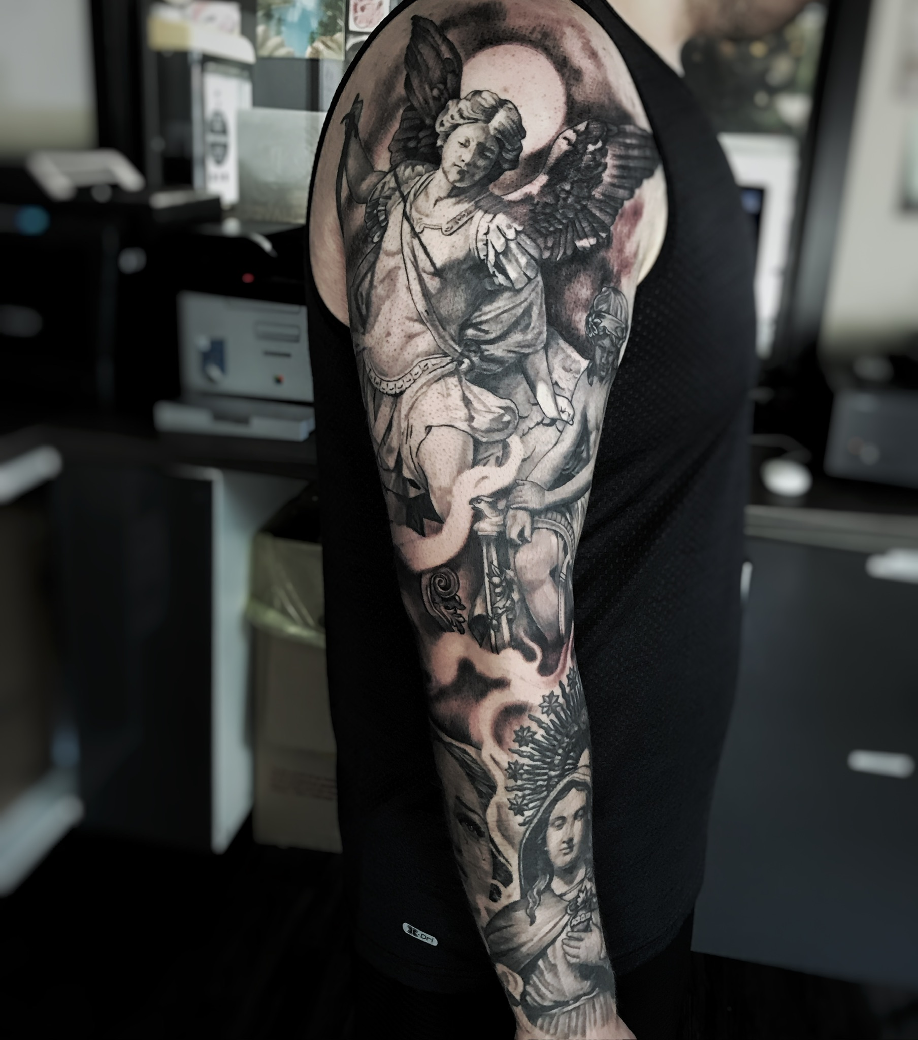 Angel religious tattoo
