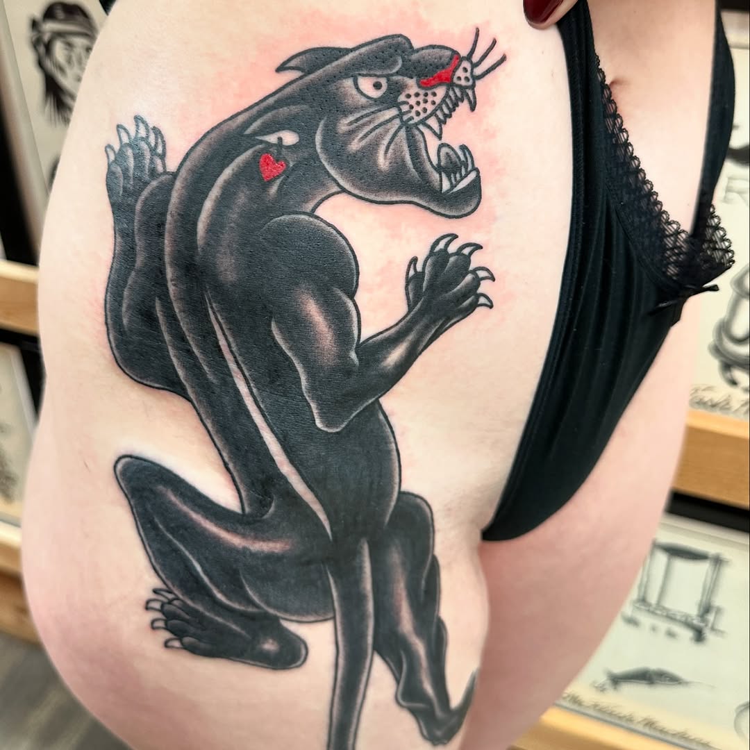 Black panther tattoo by Marshall